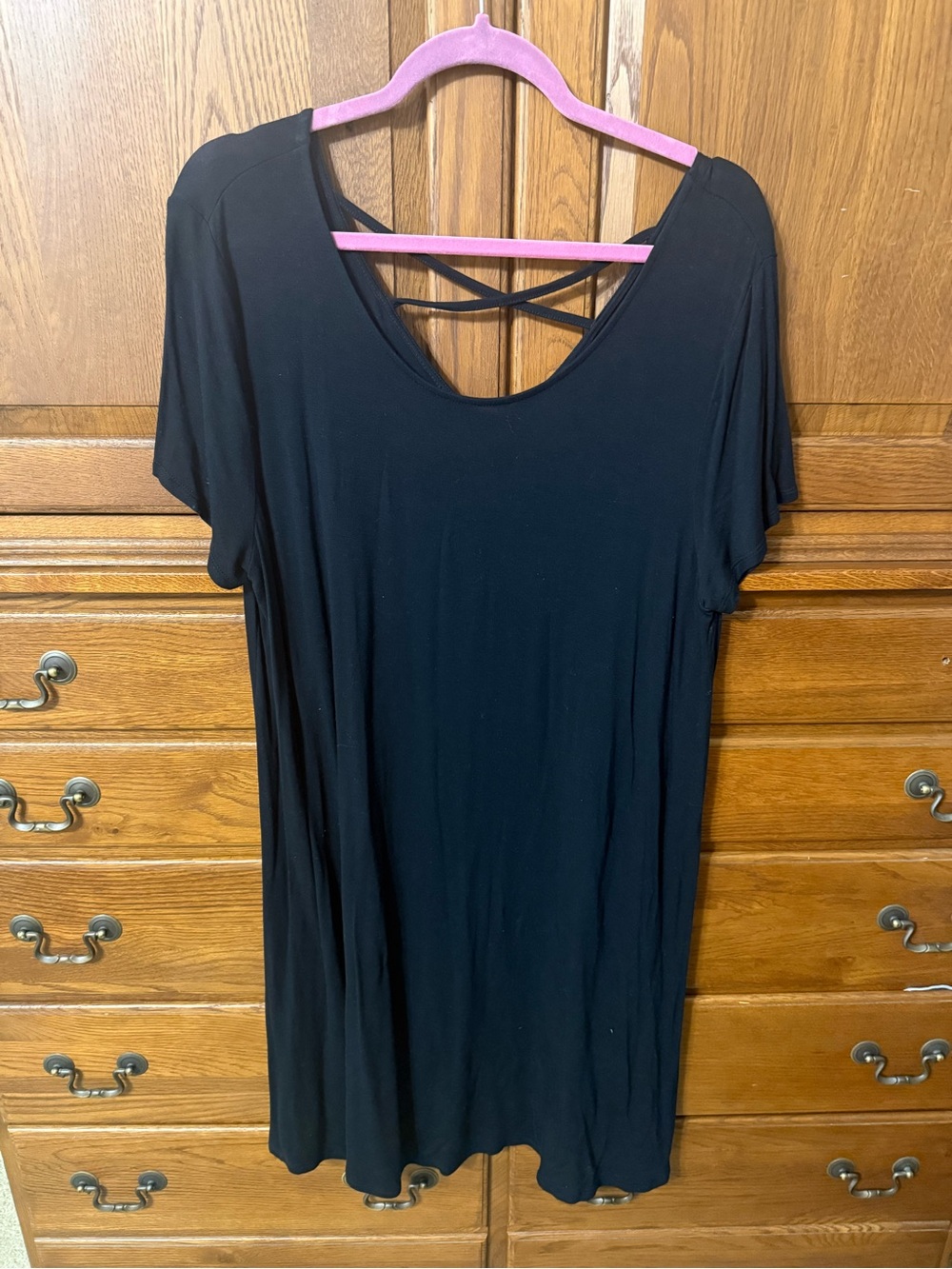 Mossimo Supply Co. Black Short Sleeve Mini Dress with Crisscross Back